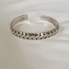 ブレスレット　 バングル シンプル 編み込み ヴィンテージ　s925 シルバー
