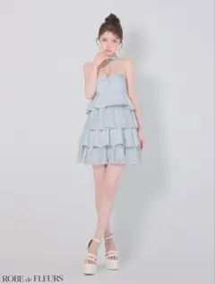 ROBE de FLEURS シアーローズティアードワンピース - メルカリ