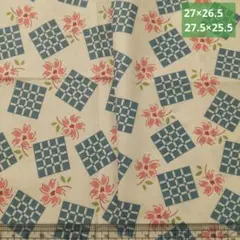 フラワーマーガレットスクエアチェック30's復刻系サーモンピンクブルーホワイト