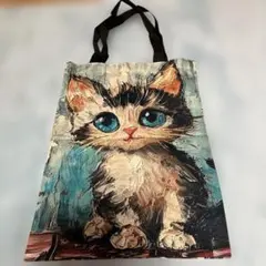 またまたお値下げ❣️新品未使用❣️猫のアートトートバッグ　油絵風な子猫ちゃん^_^
