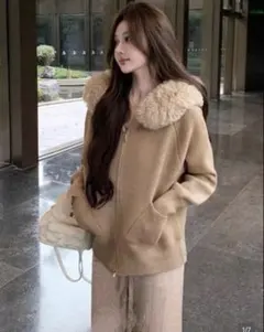 SHEIN ファー ニットパーカー S