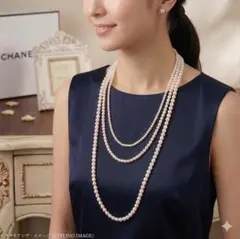 3連パール　ネックレス　ロングネックレス　韓国　上品　ドレス 　結婚式　華やか