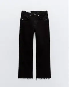 新品ZARA CROPPED FLARE ハイライズデニムパンツ ブラック 32