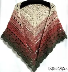 手編み　三角ショール①⑥②　ストール　バレエ　マフラー　ひざ掛け　ハンドメイド