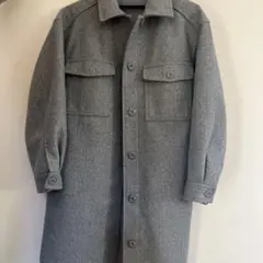 GU グレー ウール風 ロングコート