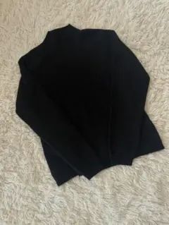 【暖かさ抜群】黒 ハイネックニットセーター　高級カシミヤ100% Mサイズ