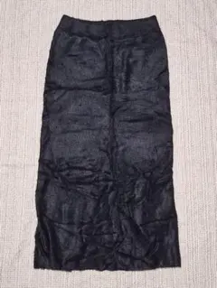 ブラック シャギーIラインニットスカート