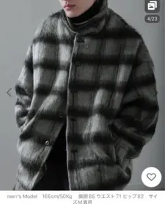 ニルウェイ　ブルゾン　シャギー　スタンドカラー　ビッグチェック　ユニセックス