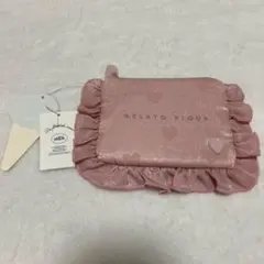 ジェラートピケ ハートサテンティッシュポーチ ピンク