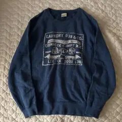 古着スウェット 短丈スウェット reverse wave ブルー 綿100%