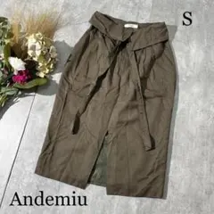 Andemiu/アンデミュウ ウエスト折り返しスカート スリット キレイ目