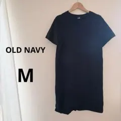 OLD NAVY ブラック 半袖 ひざ丈ワンピース M 黒