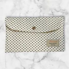 マルチケース マスクケース 通帳ケース ドット柄 アイボリー
