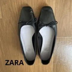 ZARA リボン付きフラットシューズ