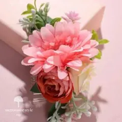 ヘアアクセサリー フラワーモチーフ コーム型 ピンク系