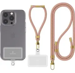 スマホショルダー•ハンドストラップ•タグ２枚付き 虹色