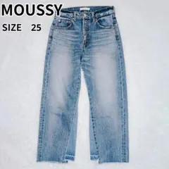 MOUSSY MVS デニムパンツ 25 ハイウエスト ストレート カットオフ