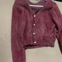 グレイル　GRLシャギーニットカーディガン ショート丈 ボルドー　未使用品