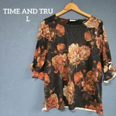 TIME AND TRU 【L】フラワープリント 五分袖シャツ キッズ ヤング