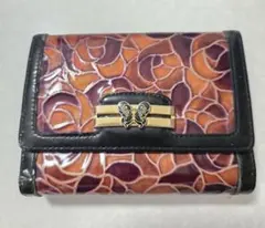 【中古】ANNA SUI アナスイ 三つ折り財布 がま口 バラ 蝶々のサムネイル
