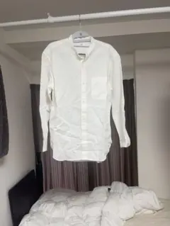 UNIQLO コットンリネン スタンドカラーシャツ Sサイズ　ホワイト