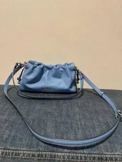 フェイ ショルダー バッグ・ルーシングレザー水色美品