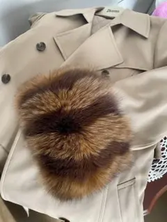 極美品 DKNY ラビットファー ショートコート ブラウン 高級 リアル