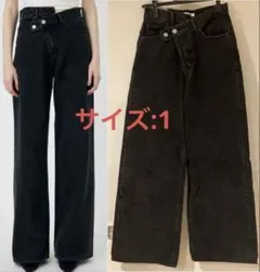 moussyマウジー CROSS WAIST WIDE STRAIGHT デニムのサムネイル