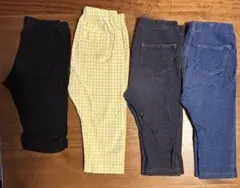 UNIQLO レギンス　デニム　チェック　黒　4点セット 7分丈　100cm