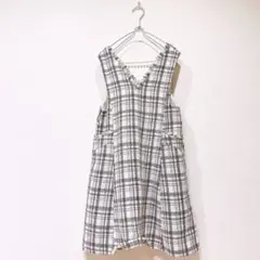 MISCH MASCH ミッシュマッシュ パール付きツイードジャンスカ 白 M