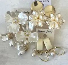 3点セット　616 ハンドメイド　樹脂　金属　ピアス　イヤリング　まとめ売り