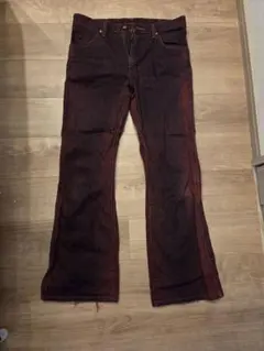 ダークレッド ブーツカットデニム　wrangler