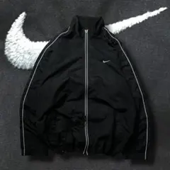 90s y2k NIKE ナイロンジャケット パイピング ドローコード 刺繍ロゴ