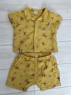 【美品】petit main おさるのジョージセットアップ 80