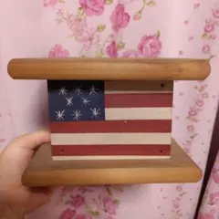 お値下げ レトロ カントリー 木製 アメリカ国旗 小物入れ(未使用)