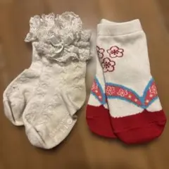 【一度短時間のみの着用】足袋風ソックス　ベビー　キッズ　9-12センチ　女の子
