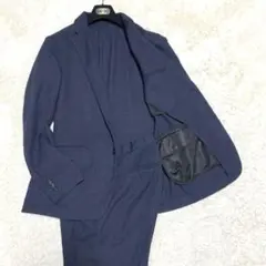 ジーユー GU ウォッシャブル スーツ セットアップ ネイビー チェック