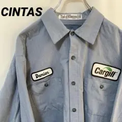 N-5644 CINTAS アメリカ古着 ワークシャツ 長袖企業ロゴワッペンXL