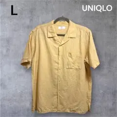UNIQLO ベージュ L 半袖シャツ コットンリネンシャツ レギュラーフィット