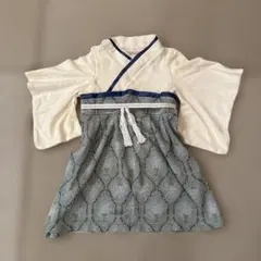 伝統的な着物スタイル 白と青　ベビー袴　スイートマミー