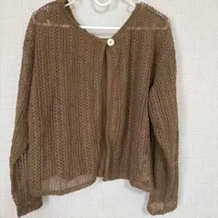 tal by yumi しまむら　レースカーディガン　クロシェ　茶　ＬＬ