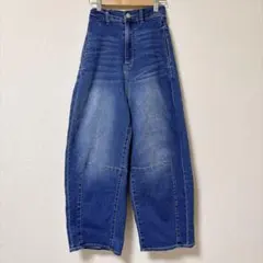 【大人気】coca コカ ワイドデニムパンツ ウエストゴム Mのサムネイル