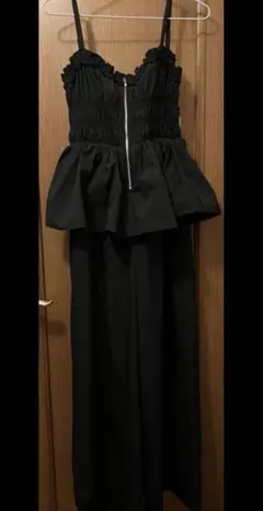 【新品】LAVANDA シャーリングペプラムオールインワン(Black)
