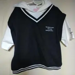 重ね着風　半袖パーカー