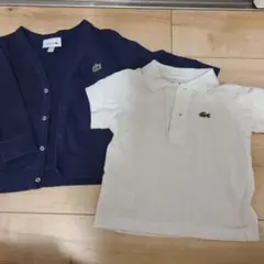 LACOSTE 白ポロシャツ＋ネイビーカーディガン セット12M