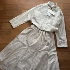 ミラオーウェン　タックスカートドッキングシャツワンピース