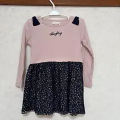 長袖カットソー 110cm ピンク ネイビー チュニック