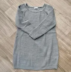 グレー リブ編み 長袖セーター