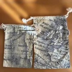 ニコアンド　地図柄巾着袋　大小2点　niko and…