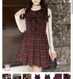 GRL グレイル　チェック柄リボンノースリーブミニワンピース dk1590